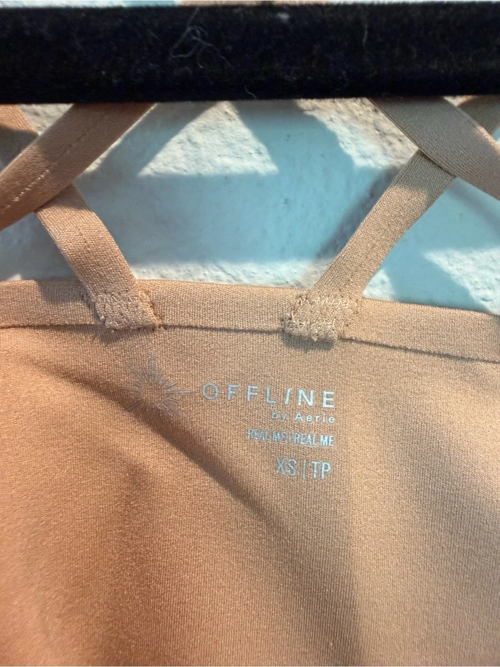 aerie Beige Crisscross Seamless Bralette